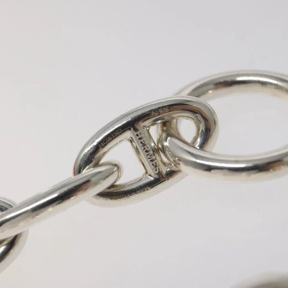 HERMES Chene Dunkle GM Bracelet Ag925 12 Links Silver Auth PP605M - Picture 5 of 5